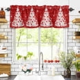 thumbnail image 3 of Christmas Red Valances for Windows White Xmas Tree Winter Snowflakes Wood Grain Rod Pocket Curtain Valance Window Treatment Short Curtains for Kitchen Living Room, 60"x14", 3 of 5