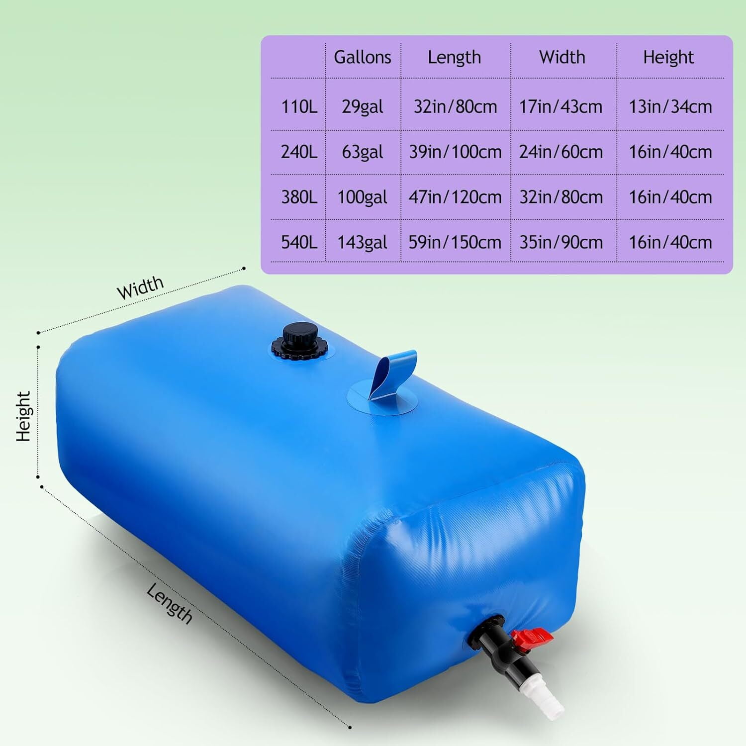 FIMEI 63 Gal Collapsible Water Bladder Tank 240L Water Storage Bladder, High-Density PVC, Blue