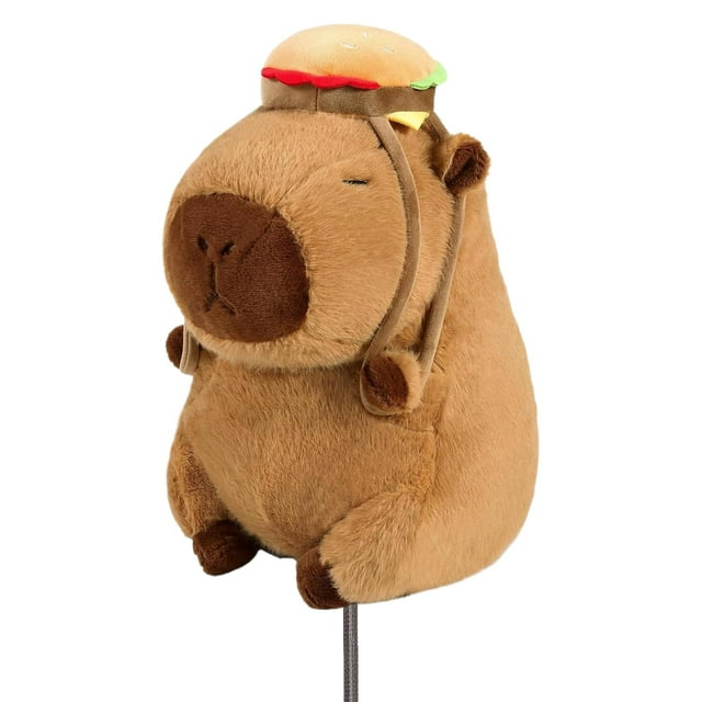 Hamburguesa de peluche con forma de carpincho con doble pan, funda para palo de golf
