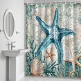 thumbnail image 5 of Retro Starfish Shower Curtain for Bathroom Decor, Ocean Nautical Coral Waterproof Fabric Shower Curtain, 36"x78" Set with 12 Hooks, 5 of 9