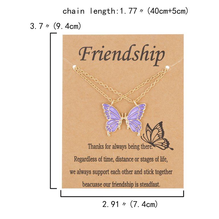 RIJXU Butterfly BFF Necklaces for Women Best Friend Friendship Necklace for  2 Girls Bestie BFF Bracelets for 2 Long Distance Matching