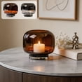 thumbnail image 7 of Glass Flower Vase,Modern Round Base Clear Candle Holder,Dual-use Multipurpose Home Desktop Decor Ornament for Living Room,Dining Table Centerpiece Decor,Brown, 7 of 7
