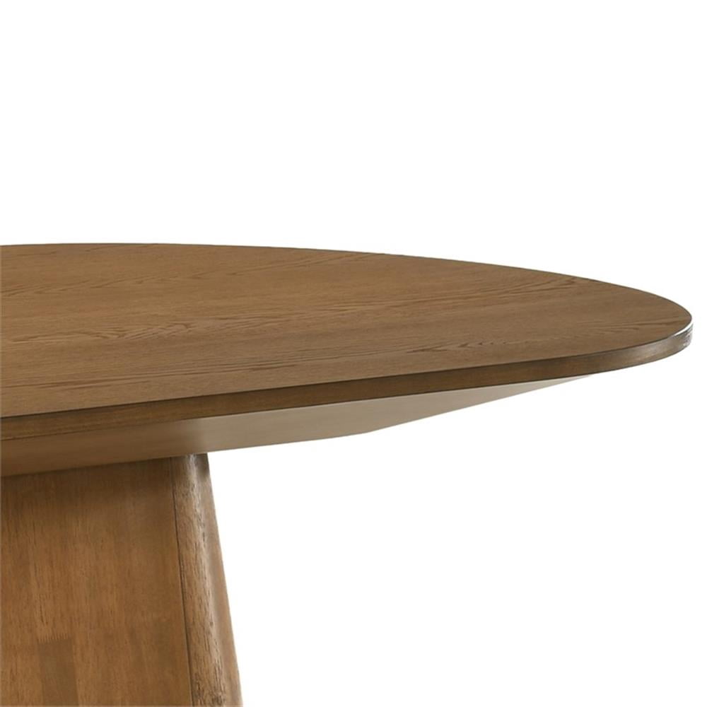 Andrew 88" Brown Walnut Wood Finish Oval Dining Table with Pedestal Base