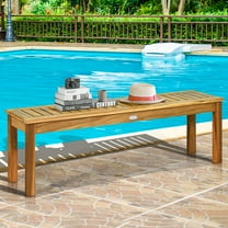 Costway 52" Outdoor Acacia Wood Dining Bench Chair with Slatted Seat