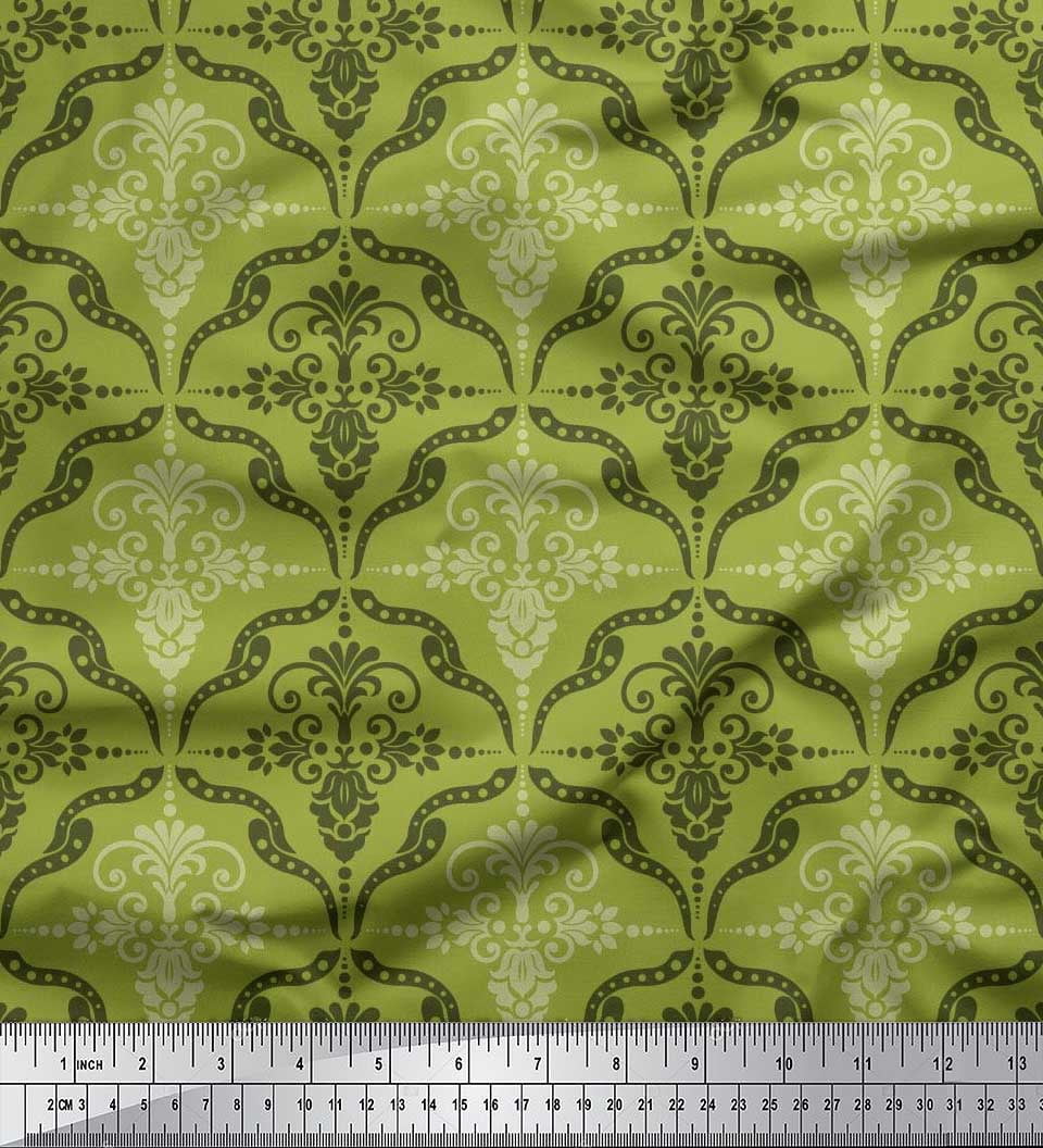 Soimoi Georgette Viscose Fabric Filigree Damask Printed Fabric 1 Yard 42 Inch Wide