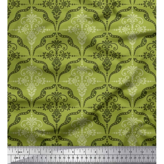 Soimoi Cotton Jersey Fabric Filigree Damask Printed Fabric 1 Yard 58 Inch Wide