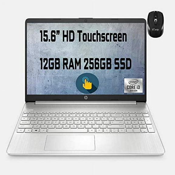 HP Business Laptop 15.6" Diagonal HD Touchscreen 10th Gen Intel Core i3-1005G1 (Beat i5-7200U) 8GB RAM 512GB SSD Intel UHD Graphics USB-C Win10   HDMI Cable