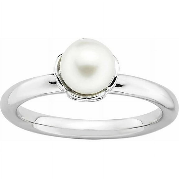 Stackable Expressions Sterling Silver White Freshwater Cultured Pearl Ring