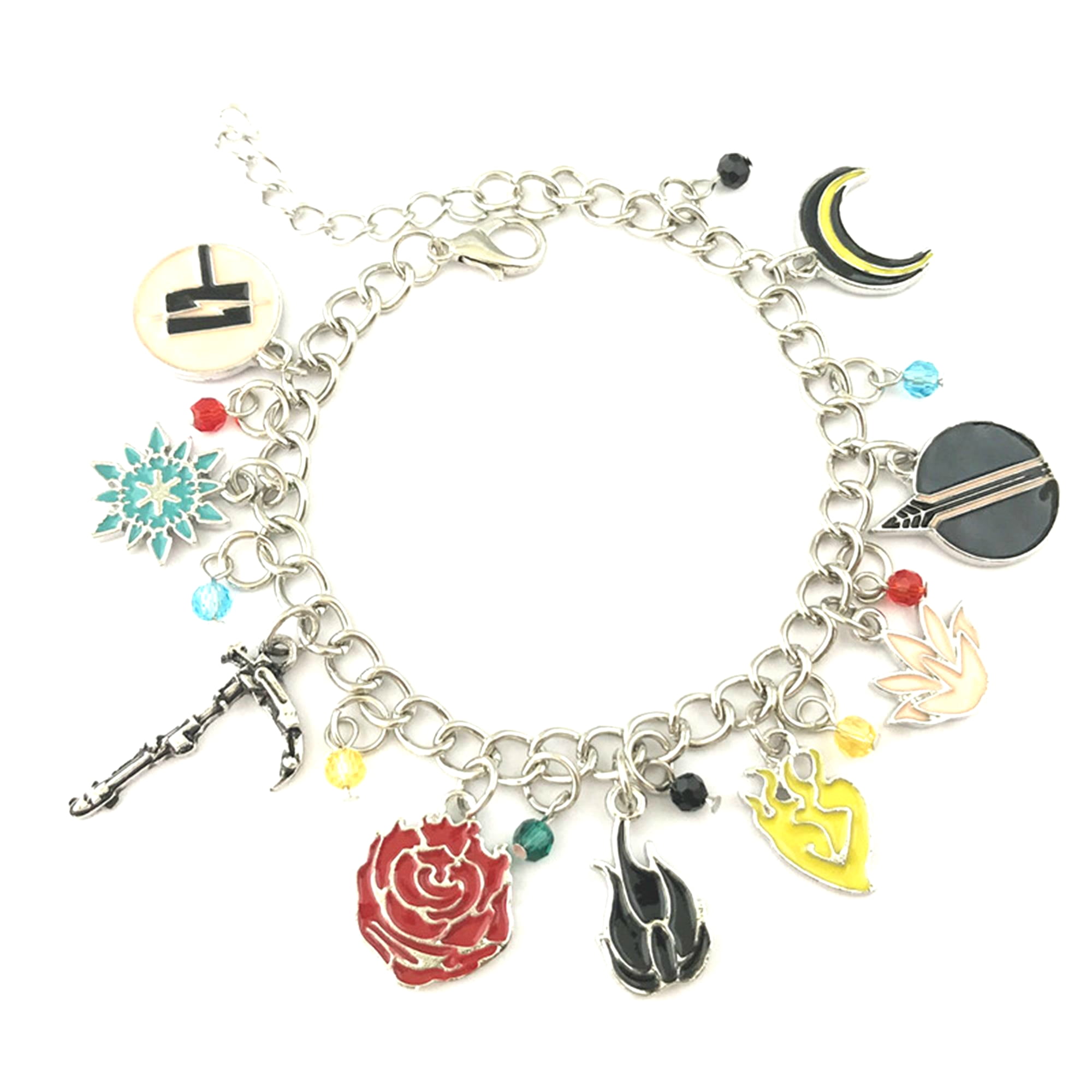 RWBY Anime Manga Fashion Silvertone Novelty Charm Bracelet