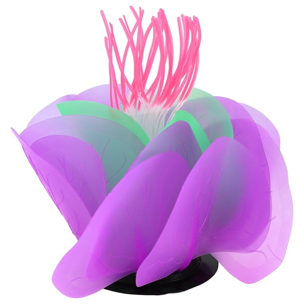 Acuario Simulación Coral Acuático Flor, Silicona Púrpura
