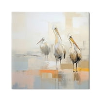 Stupell Industries Three Pelicans Abstract Animals & Insects Painting Gallery Wrapped Canvas Art Print Wall Art, 24 x 24