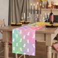 thumbnail image 2 of Easter Table Runner, Spring Rabbits Silhouette Rainbow Ombre Art Washable Cotton Linen Table Runners 36 Inches Long, Dresser Scarf Runner for Nightstand/End Tables/Round Tables 13''x36'', 2 of 9