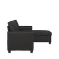 DHP Noah Sectional Sofa Bed with Storage and Twin Memory Foam Mattress, Black Faux Leather