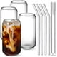 thumbnail image 1 of Juego de 4 vasos con pajita de cristal, vasos de cristal con forma de lata de 16 oz, vasos de cerveza, vasos de café helado, vaso bonito, ideal para whisky, refrescos, 1 of 5