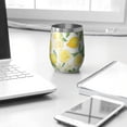 thumbnail image 3 of 12oz Stemless Wine Tumblers Lemon Vacuum Insulated Stainless Steel Travel Tumbler Cups Mug with Lid and Straw for Champaign,Cocktail,Beer with Cleaning Brush, 3 of 5