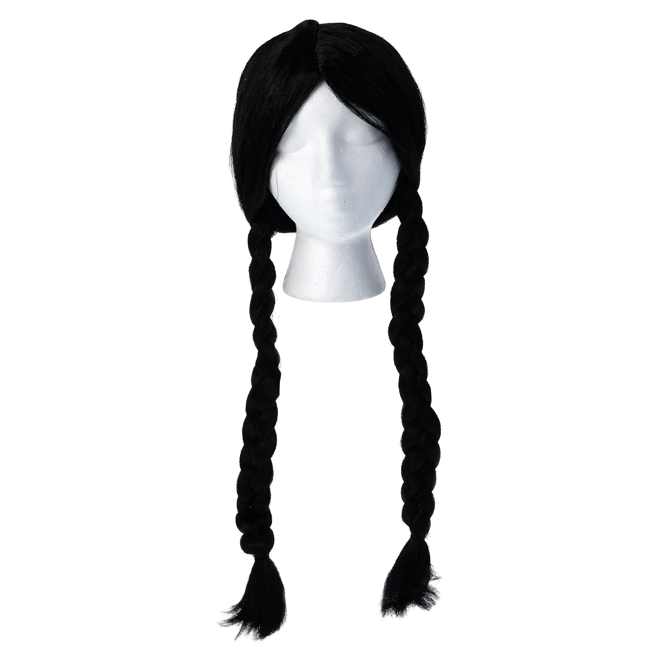 Braided Pigtails Wig Costume Accessory for Adults, Black, Halloween by Way To Celebrate