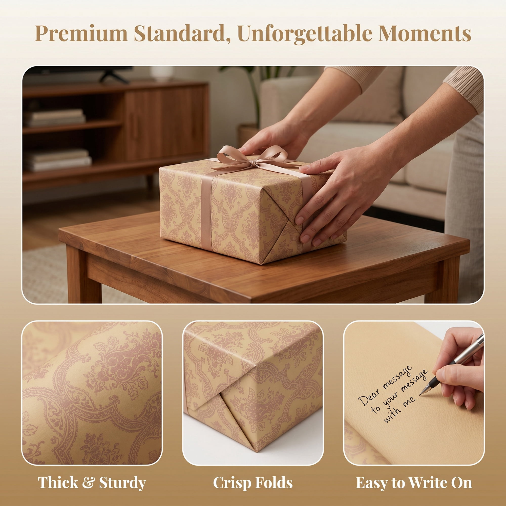 Unique Bargains Wrapping Paper Matte for Elegant Gift Wrap Presentation Khaki 39.4"x 27.6"