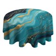 thumbnail image 4 of Blue and Gold Marble Sparkle Waves Pattern Round Tablecloth 60"x60",Wrinkle Wipeable Table Cloth for Kitchen Dining Room Picnic Patio Party, 4 of 6