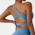 thumbnail image 4 of Riforla Backless Sports Bra Women's One Shoulder Padded Bustier Push up Gym Tops Straps Yoga Bra Workout Bra Fitness Bralette Bras for Women Light Blue S, 4 of 4