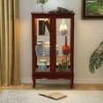 thumbnail image 2 of Miniyam 3 Tier Curio Cabinet Lighted Curio Diapaly Cabinet with Adjustable Shelves and Mirrored Back Panel,Cherry, 2 of 14