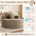 thumbnail image 3 of Muumblus 54" Oversized Round Indoor Chaise Lounge Chair, Boneless Cloud Couch, No Assembly Required, Floor Sofa Chair for Living Room, Brown, 3 of 9