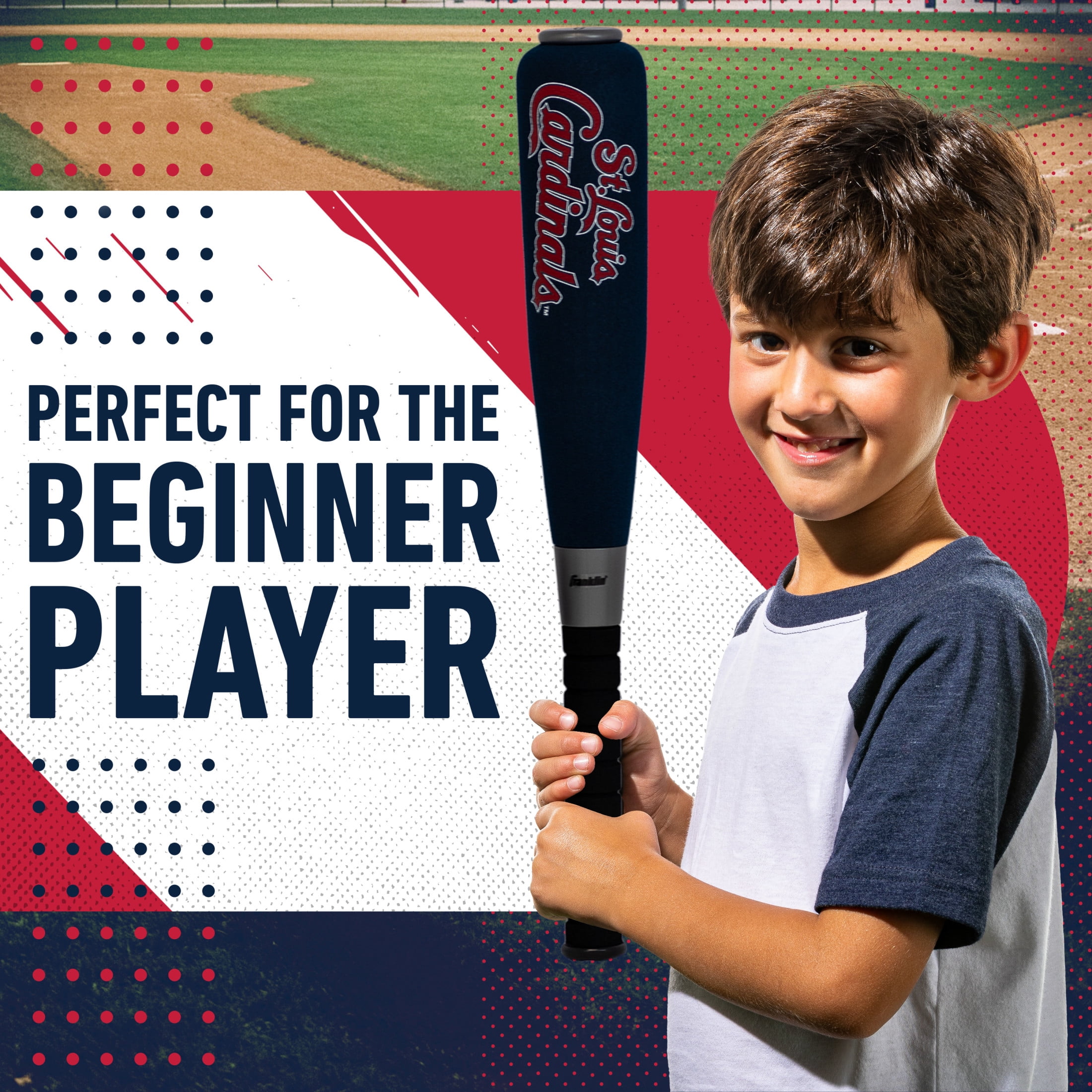 Franklin Sports MLB St. Louis Cardinals Foam Bat + Ball Set, 21 in