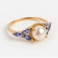 thumbnail image 3 of Vintage Inspired Pearl and Blue Tanzanite Gemstone Ring 14k Gold Plated Jewelry for Special Occasions, 3 of 4