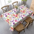 thumbnail image 4 of Spring Summer Floral Table Cloth - Watercolor Flower Table Clothes Rustic Multicolor Tablecloths 60x84 Blossom Table Cover for Picnic Party Dining Room Home Indoor Outdoor, 4 of 6