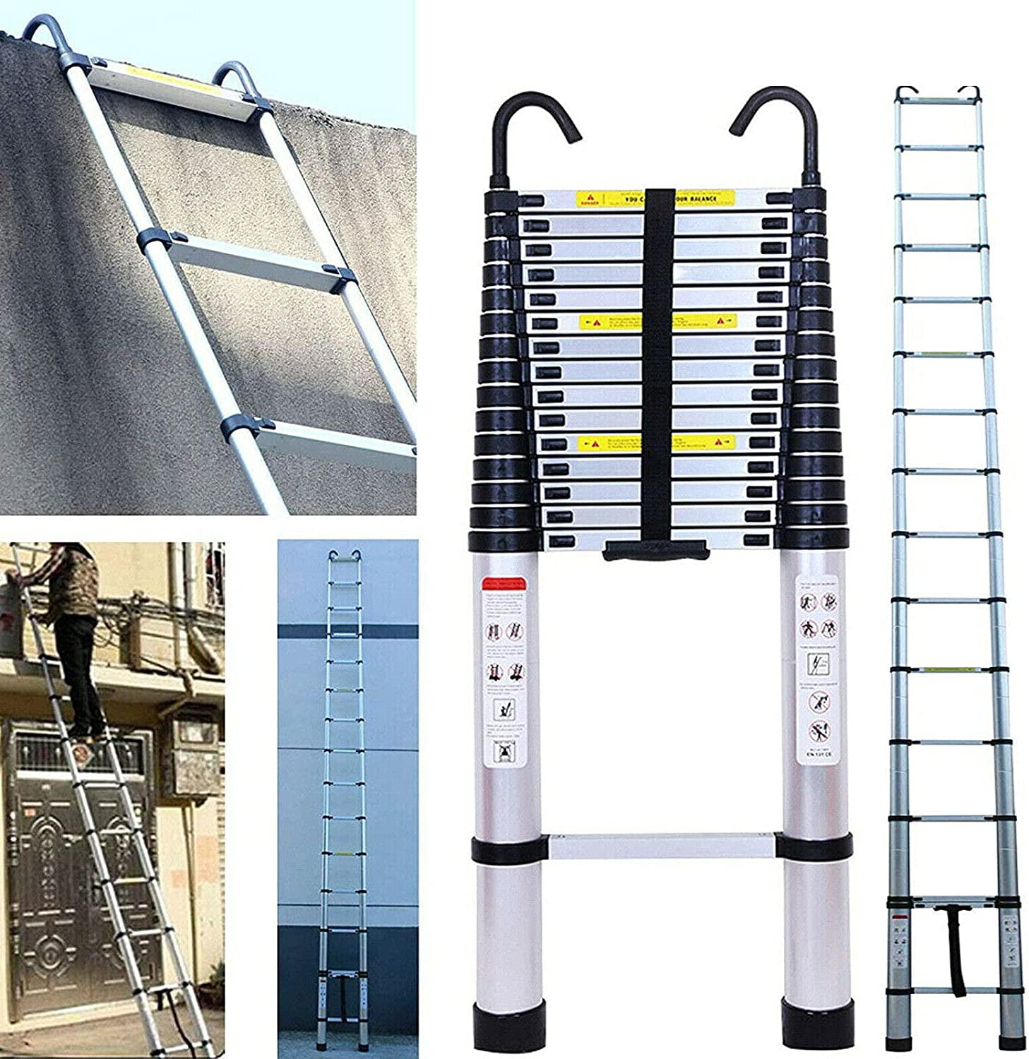 16.5/14.5/12.5/10.5ft Aluminum Extendable Folding Ladder MultiPurpose Telescopic 