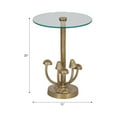thumbnail image 3 of Accent Table Metal Aluminum Tempered Glass Mushroom Base Finish Round Top for Home Office Bedroom Living Room Decor - 20" Gold, 3 of 9