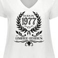 thumbnail image 4 of Inktastic Born in 1977 Limited Edition Women's Plus Size V-Neck T-Shirt, 4 of 5