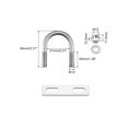 thumbnail image 2 of Unique Bargains Rond U-Bolts 2 Ensembles 51mm (2,01 ') Largeur Intérieure 84mm Longueur M12 304 Acier Inoxydable avec Rondelles d'Écrous et Plaques, 2 of 5