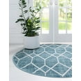 thumbnail image 3 of Unique Loom Matrix Trellis Collection Area Rug - Deco (7' Round Blue/Ivory), 3 of 10