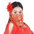 thumbnail image 4 of Women Belly Dance Face Veil Sequins Tribal Dance Costume Accessories Carnival Party Dance Mesh Veils, 4 of 6