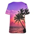 thumbnail image 5 of ZQGJB Hawaiian Shirts for Women Trendy Summer Tropical Palm Tree Graphic Short Sleeev Casual V Neck Tee Shirt Top Loose Baggy Tshirt Blouse Z01-Hot Pink XXL, 5 of 5