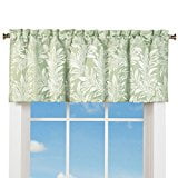 - Elegant Window Valance Curtain w/ Rod Pocket Top & Leaf Design, Sage