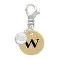 thumbnail image 2 of Delight Jewelry Goldtone Disc 1/2'' Initial - w - - Silvertone Clip on Charm with Clear Crystal Drop, 2 of 5