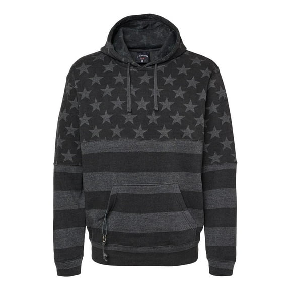 J. America Tailgate Hooded Sweatshirt, Black Stars & Stripes - XL