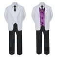 thumbnail image 2 of 6pc Boy Formal Necktie Black White Suit Set Satin Color Vest Baby Sm-20 Teen, 2 of 3