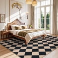thumbnail image 5 of SUNDEREY 8'x10' Easy Jute Area Rug, Large Washable Living Room Rug, Checkerboard Indoor Outdoor Carpet, Modern Geometric Farmhouse Checkered Non Slip Black Carpet for Dining Room Apartment,Black, 5 of 11
