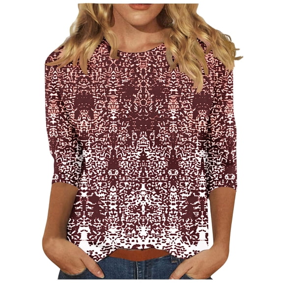 Trendy Tee Shirts for Women Half Sleeve Fitted Tee Vintage Print Tunic Shirt Basic Casual Tops Teen Girl Clothing
