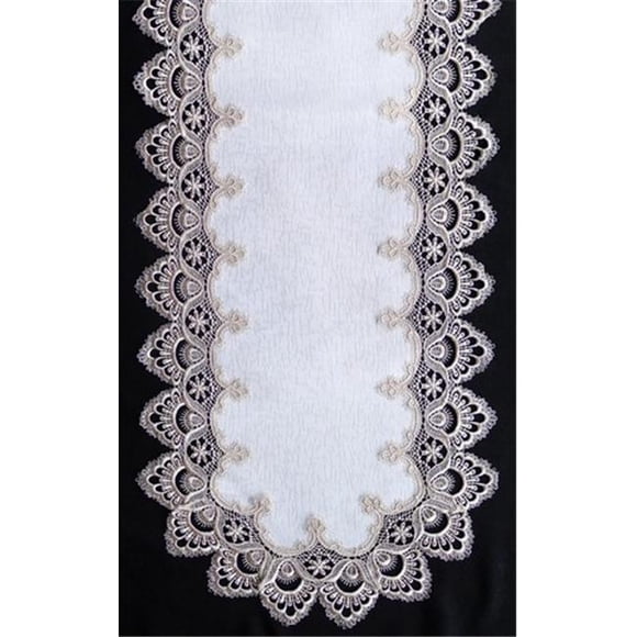 H8139-F2 Gold Lace Oval Runner, 16 x 72 in.
