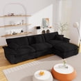 thumbnail image 4 of Nkurdsu 113" Modular Sectional Sofa with Ottoman, Corduroy L Shaped Cloud Couch for Living Room, 3 Seater, Black, 4 of 5