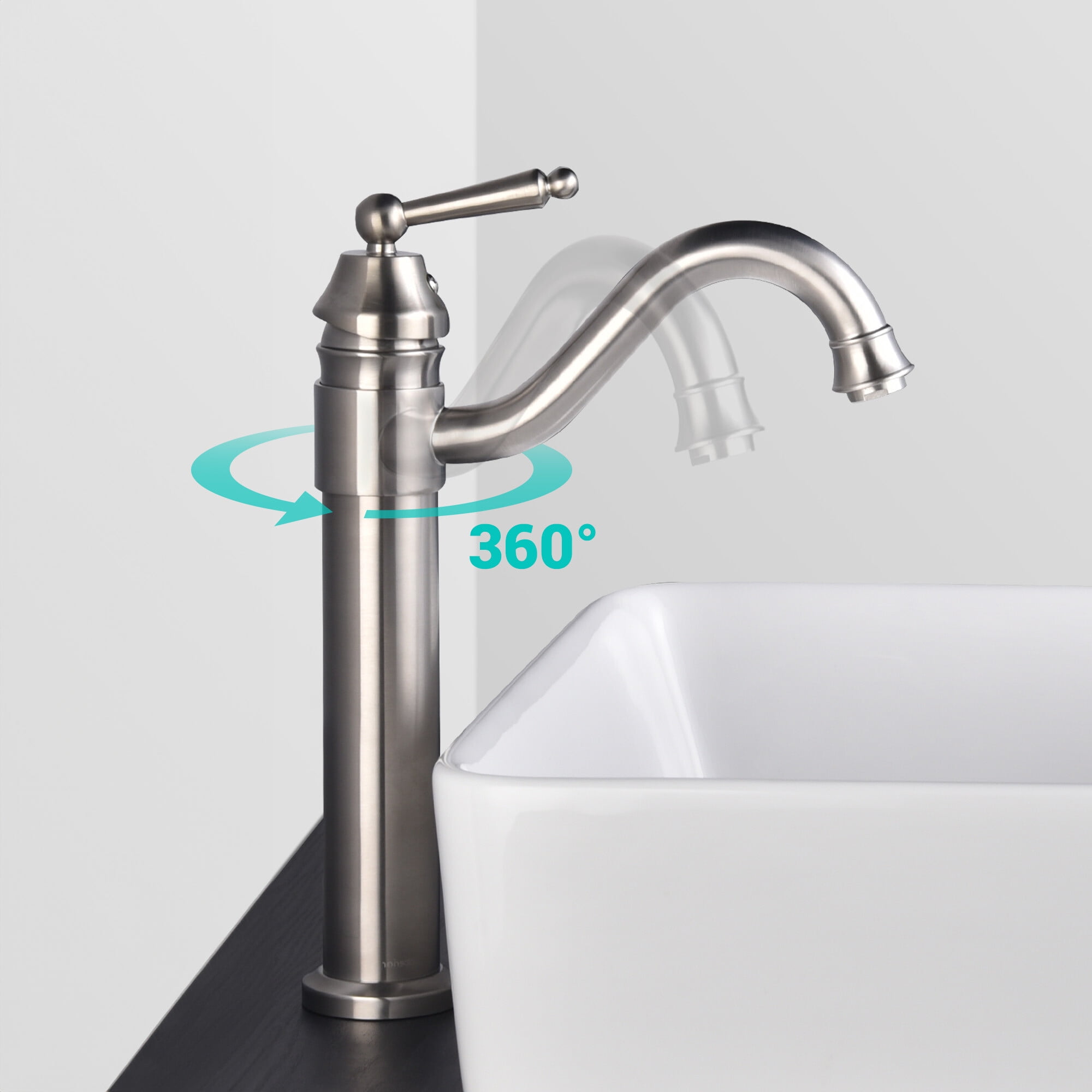 Aquaterior 13-1/2" Tall Bathroom Faucet Vessel Sink Single Handle Brushed Nickel CUPC NSF