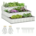 thumbnail image 2 of Outsunny 3 Tier Raised Garden Bed Color Steel Raised Garden Bed w/ Pair of Glove 47''x 47''x 25'' for Backyard, Patio to Grow Vegetables, Herbs, and Flowers, White, 2 of 9