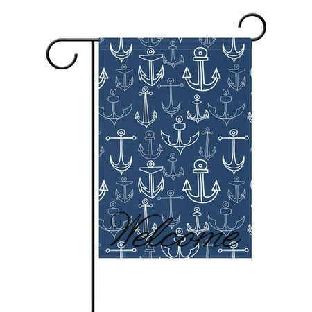 Outdoor Anchor Decor POPCreation Anchor Pattern Polyester Garden Flag Outdoor Flag Home Party Garden Decor 28x40 inches ()