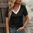 thumbnail image 6 of Annhoo Womens Tops Summer V Neck Short Sleeve Color Block Tshirt Comfy Casual Blouse Business Work Shirts, 6 of 8