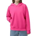 thumbnail image 2 of Girls Solid Color Pullover Hoodie Casual Soft Sweatshirt for Kids Athletic Comfort Wear, Girl Sweatshirt Top(Hot Pink,13-14 Years), 2 of 8