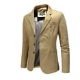 thumbnail image 2 of SWSMCLT Men's Long Sleeve Vintage Jackets Lightweight Jacket Cotton Blazer Winter Spring Slim Fit Classic Khaki Large, 2 of 4
