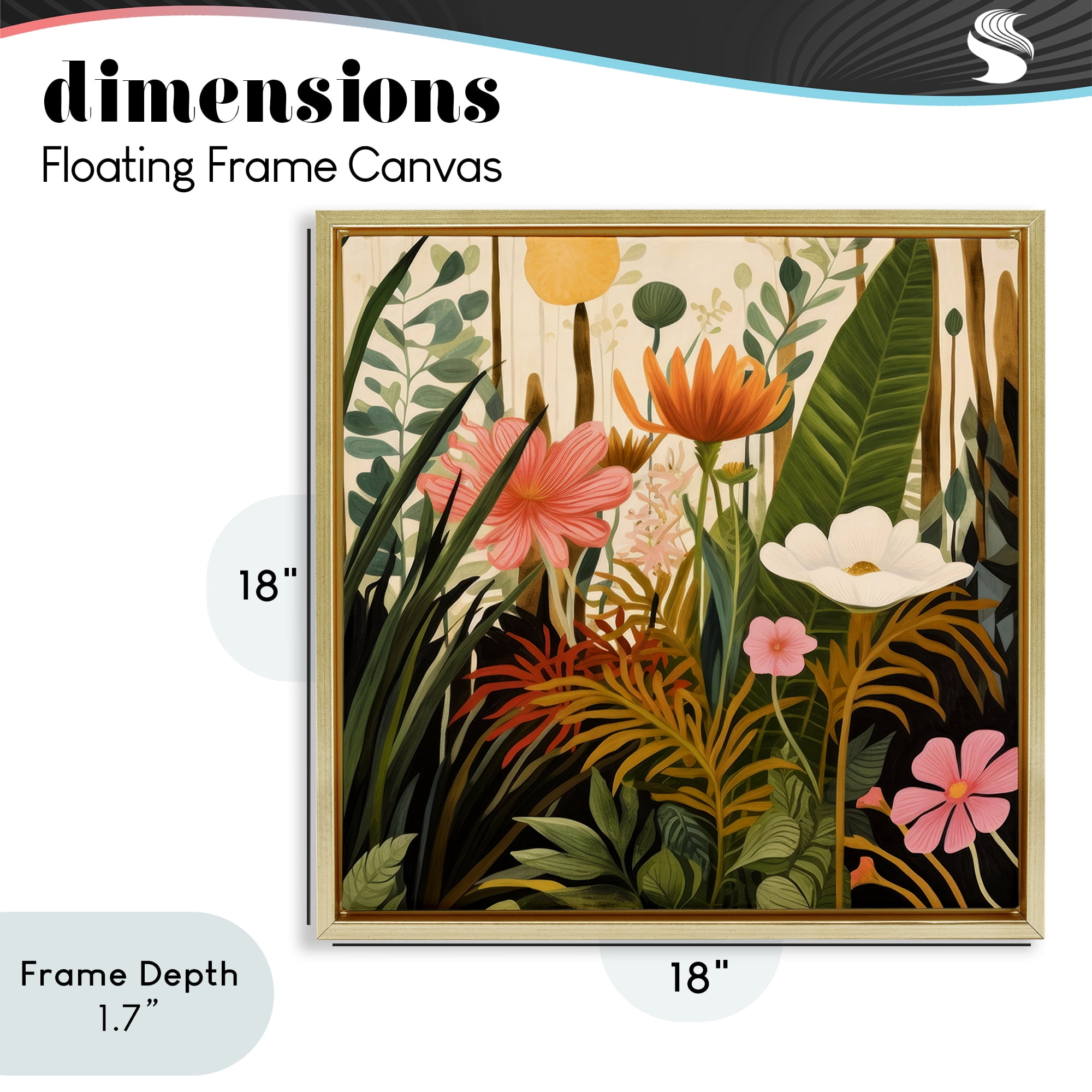 Stupell Industries Botanical Embrace in the Jungle Gold Framed Floater Canvas Wall Art, design by Lazar Studio